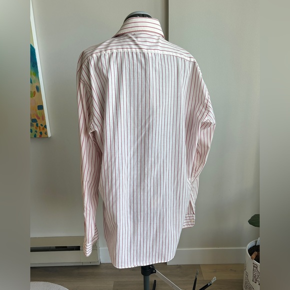 Yves Saint Laurent Red White Striped Button Down Shirt - Picture 4 of 7